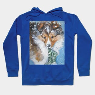 Shetland Sheepdog Christmas Fine Art Painting Hoodie